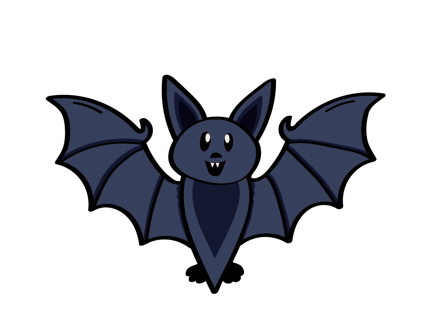 Grote losse sticker in Halloween thema, in de vorm van een schattige lachende vleermuis in het paars/grijs. Ontwerp door Studio dwarsdenker