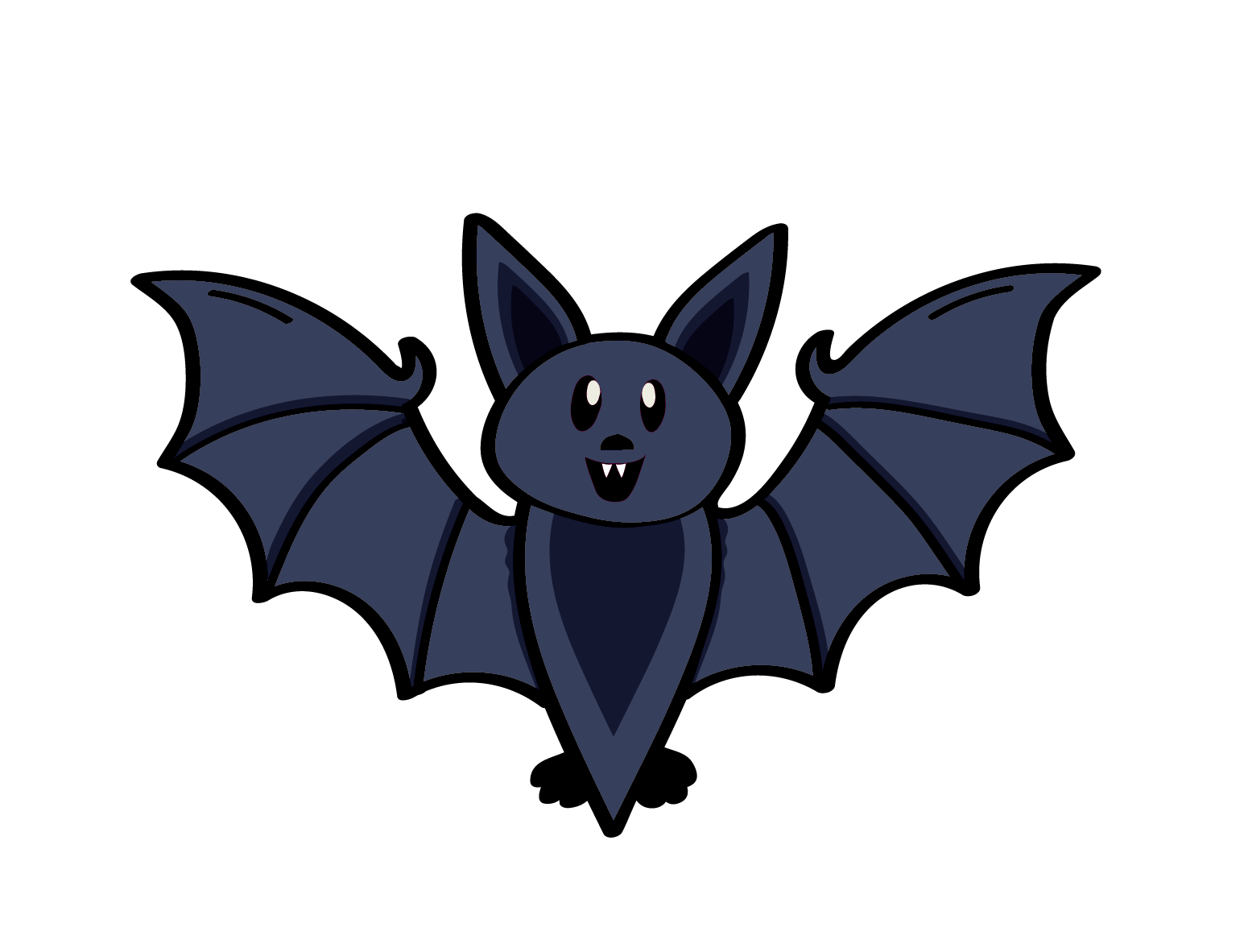 Grote losse sticker in Halloween thema, in de vorm van een schattige lachende vleermuis in het paars/grijs. Ontwerp door Studio dwarsdenker