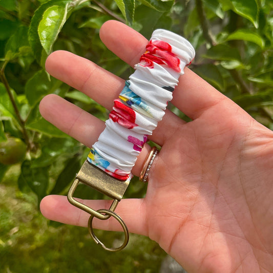 Sleutelhanger scrunchie - Silk flowers