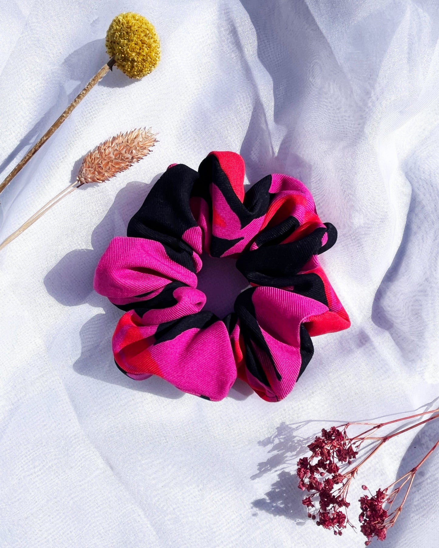 Scrunchie; roze zwart